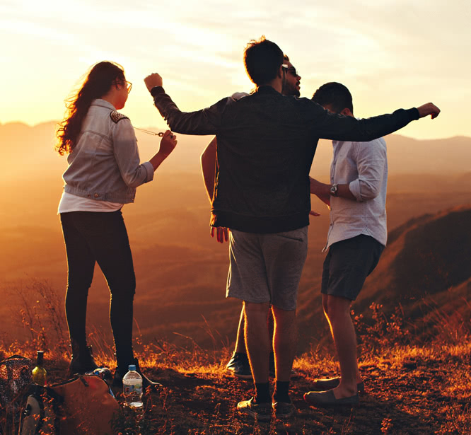 People dancing in the hills